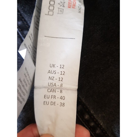 Boohoo Blue Womens Gray Jacket Denim Rhinestone Sequin Y2k 80's look Size 8 - Picture 6 of 15